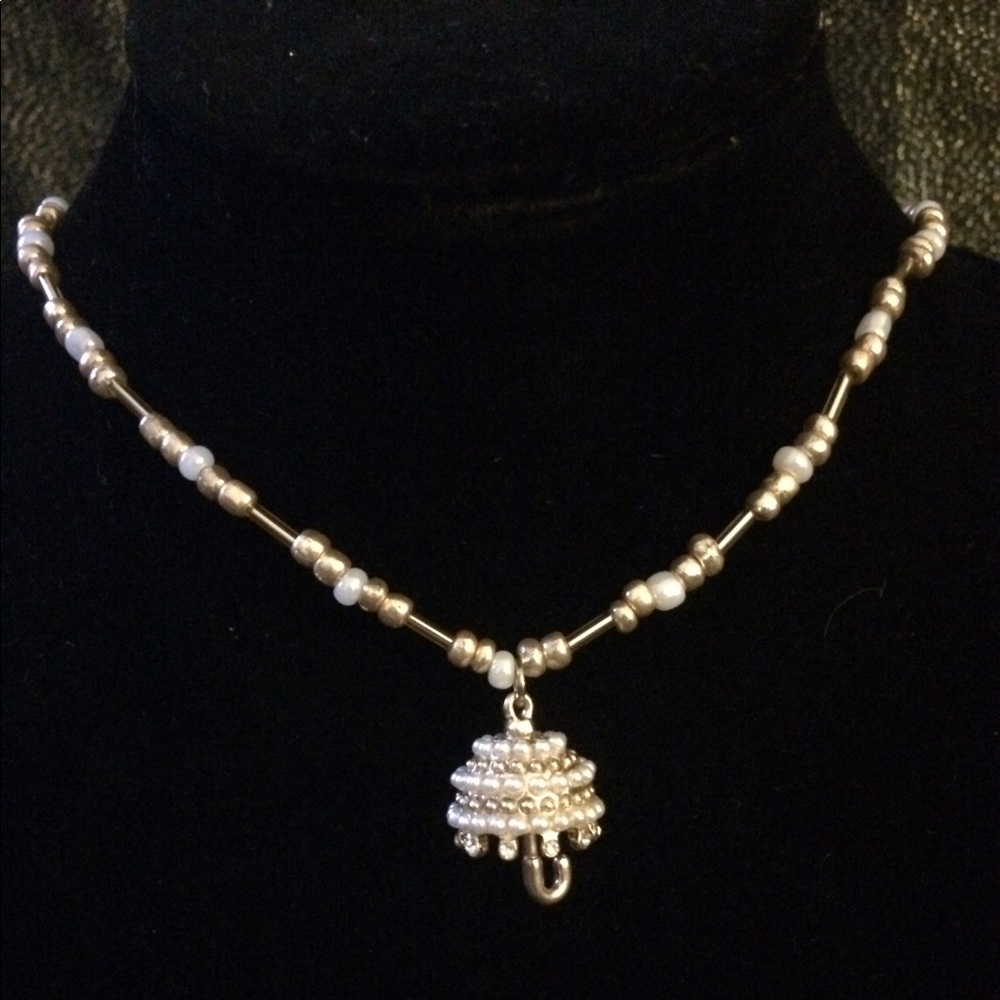 Gold Pearl Umbrella Necklace